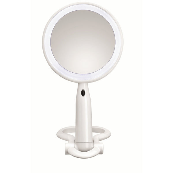 Conair Plastic Double-Sided Lighted Makeup Mirror - Lighted Vanity Makeup Mirror with LED Lights; 1x/3x magnification; White; compact - great for travel