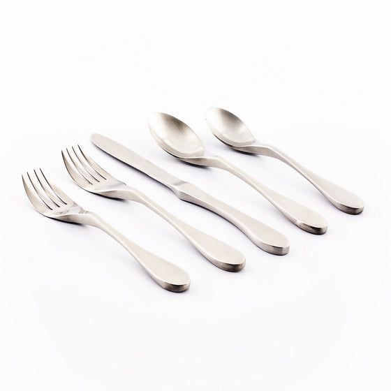 Knork 18/10 Stainless Steel 20 Piece Flatware Set, Matte Silver