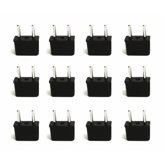 Ceptics USA to Europe Asia Plug Adapter - CE Certified - RoHS Compliant -12 Pack