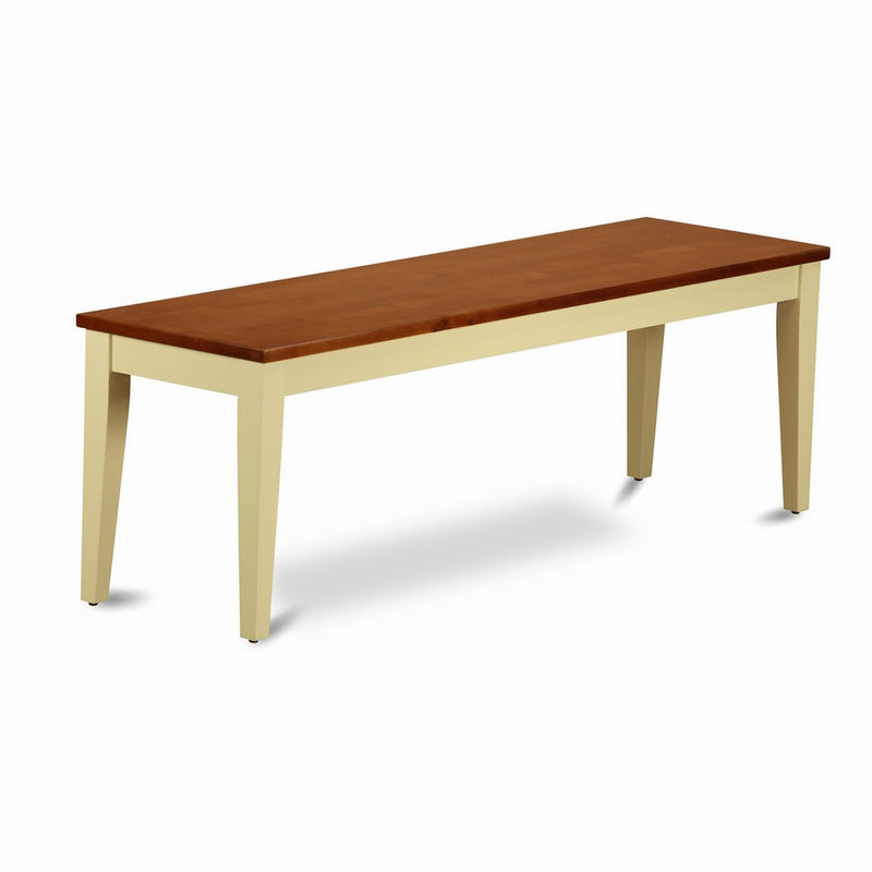 East West Furniture NIB-WHI-W Dining Bench with Wood Seat, Buttermilk/Cherry Finish