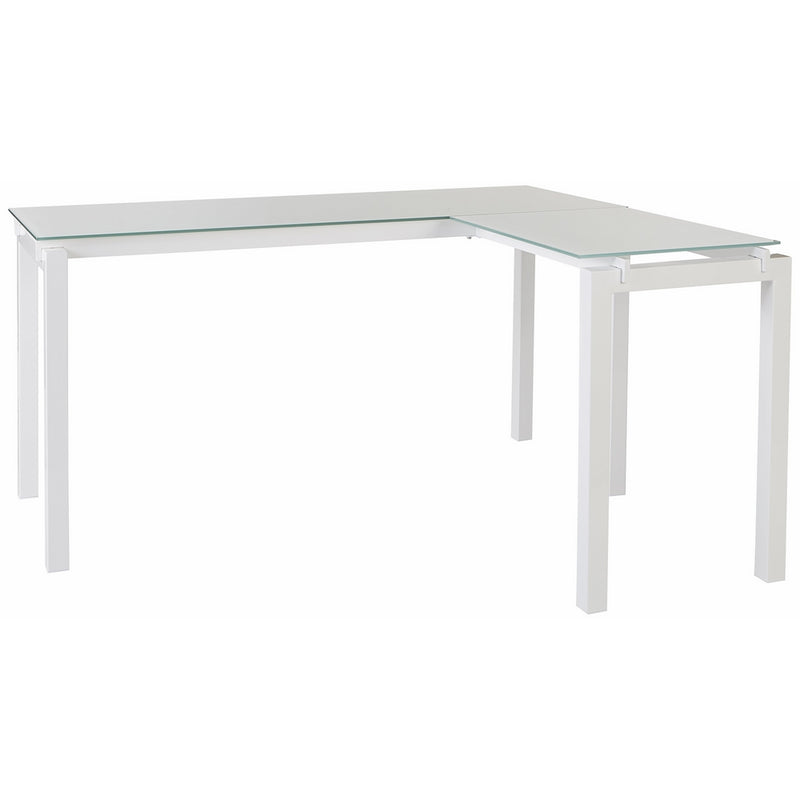 Ashley Furniture Signature Design - Baraga L-Shaped Home Office Desk - Contemporary - White Metal - Tempered Glass Tabletop