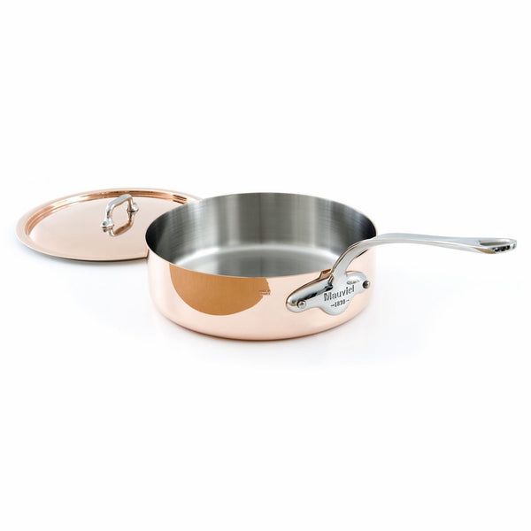 Mauviel Made In France M'Heritage Copper M150S 6111.25 3-1/5-Quart Covered Saute Pan, Cast Stainless Steel Handles.