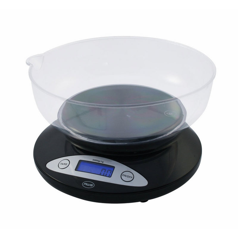 American Weigh Scales 5KBowl-BK Digital Kitchen Scale with Removable Bowl, Black