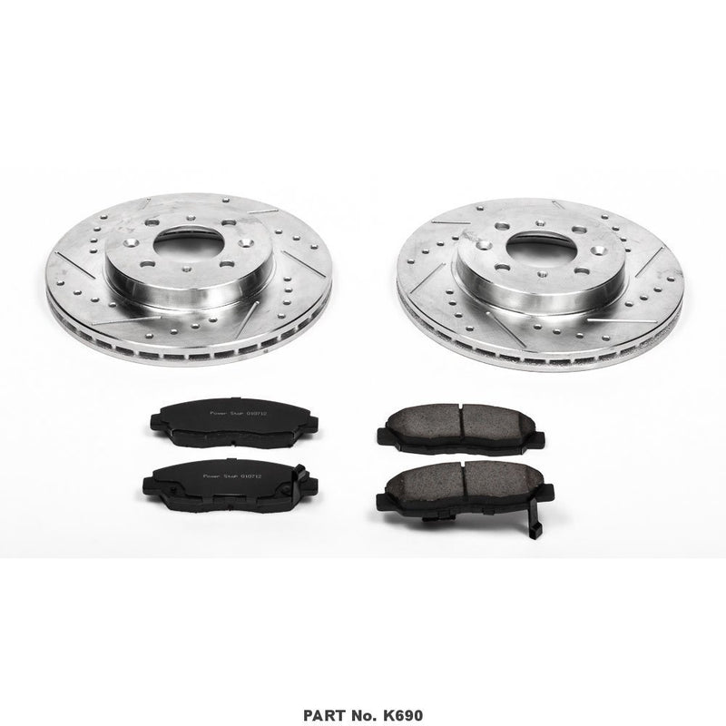 Power Stop K690 Front Z23 Evolution Brake Kit with Drilled/Slotted Rotors and Ceramic Brake Pads