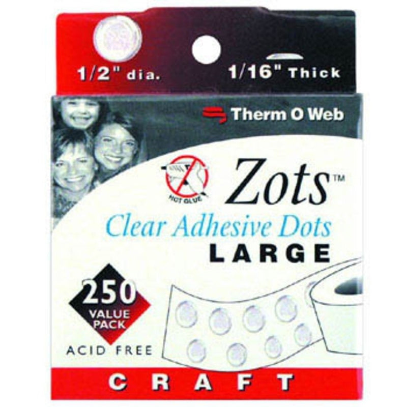 Zots Clear Adhesive Dots-Craft 1/2"X1/16" Thick 250/Pkg