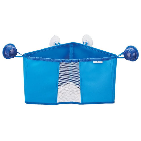 InterDesign Kids Neoprene Corner Bathroom Shower Caddy Basket, Baby Bath Toy Organizer - Blue