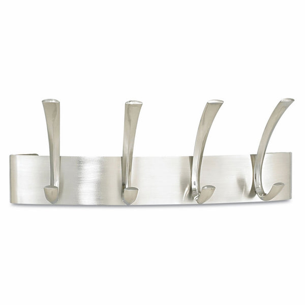 Safco Products Metal Coat Rack, 4 Hook, Silver, 4205SL