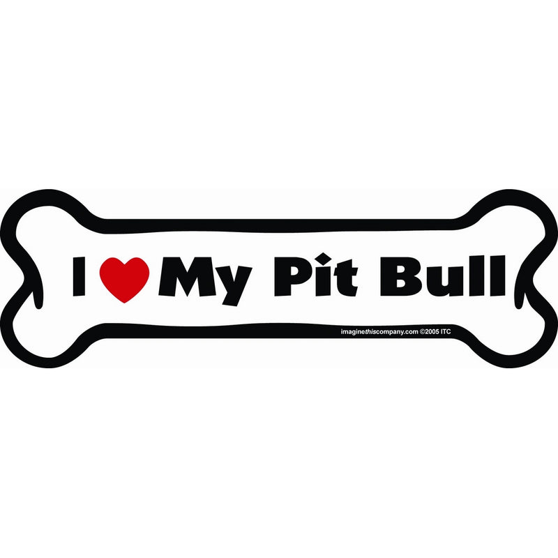Imagine This Bone Car Magnet, I Love My Pit Bull, 2-Inch by 7-Inch