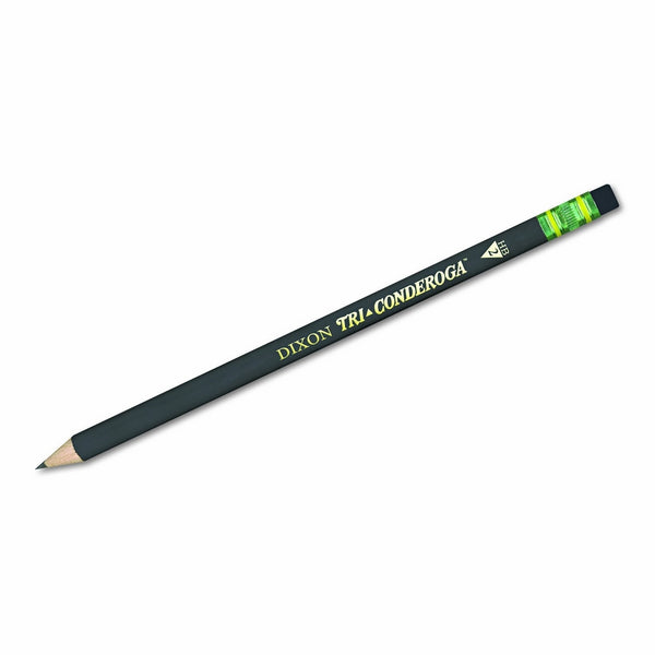 Dixon Tri-Conderoga Triangular #2 Pencils, Wood-Cased, Black, Pack of 12 (22500)