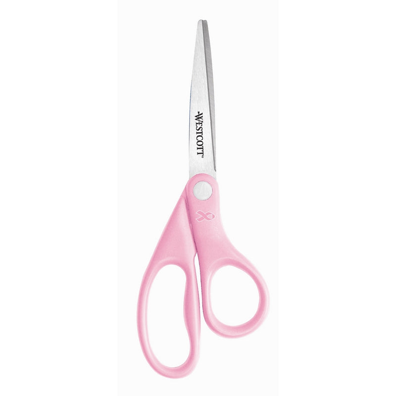 Westcott 15387 8" Pink Ribbon Stainless Steel Scissors