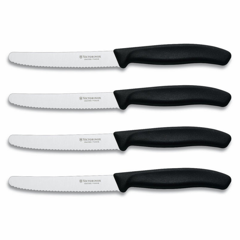 Victorinox Swiss Classic 4-Piece Steak Knife Set, 4-1/2-Inch Serrated Blades with Round Tip