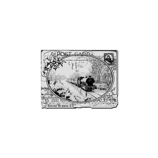 Stampendous, Cling Rubber Stamp, Train Postcard