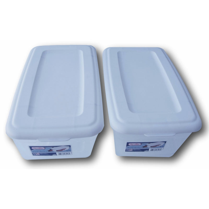 Sterilite 6 Quart Storage Bin Shoe Box - Clear and White - Pack of 2