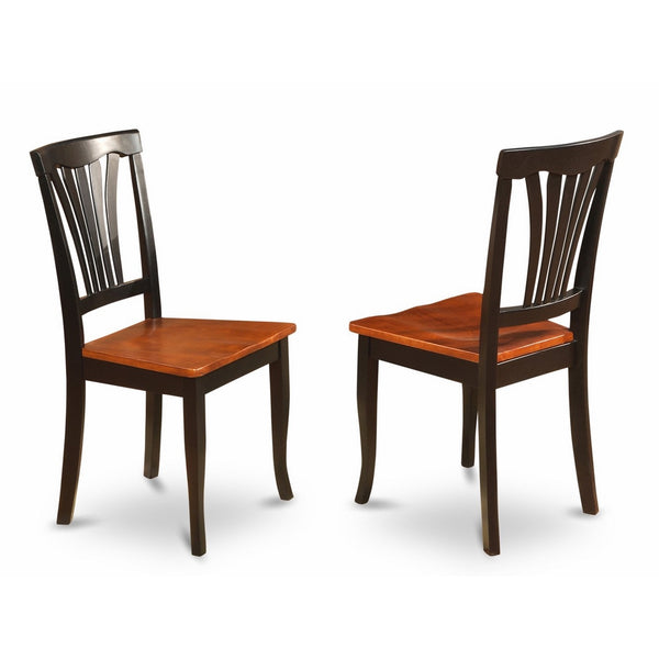 East West Furniture AVC-BLK-W Chair Set for Dining Room with Wood Seat, Black/Cherry Finish, Set of 2