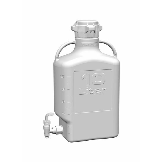 EZgrip 10L (2.5 Gal) HDPE Space Saving Carboy with Leakproof Spigot, 83mm (83B) VersaCap and 13L Max Capacity