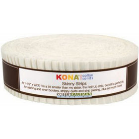 Robert Kaufman Skinny Strips Kona Solids Snow Colorway 40Pcs 1 2in