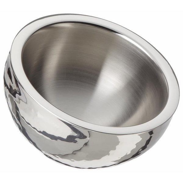 Elegance Hammered 6-Inch Stainless Steel Dual Angle Doublewall Serving Bowl