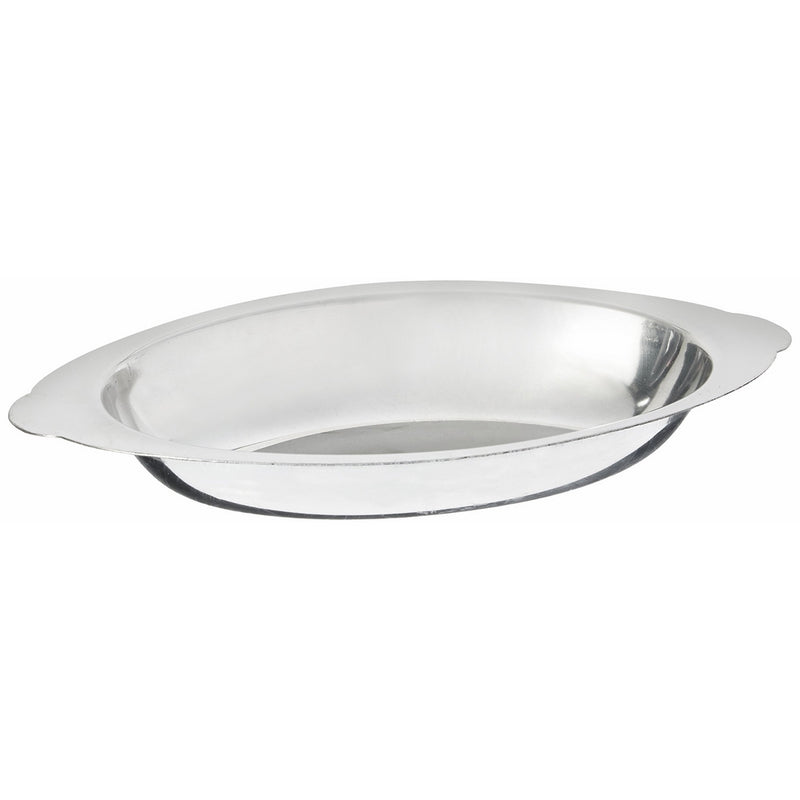 Winco ADO-8 Stainless Steel Oval Au Gratin Dish, 8-Ounce