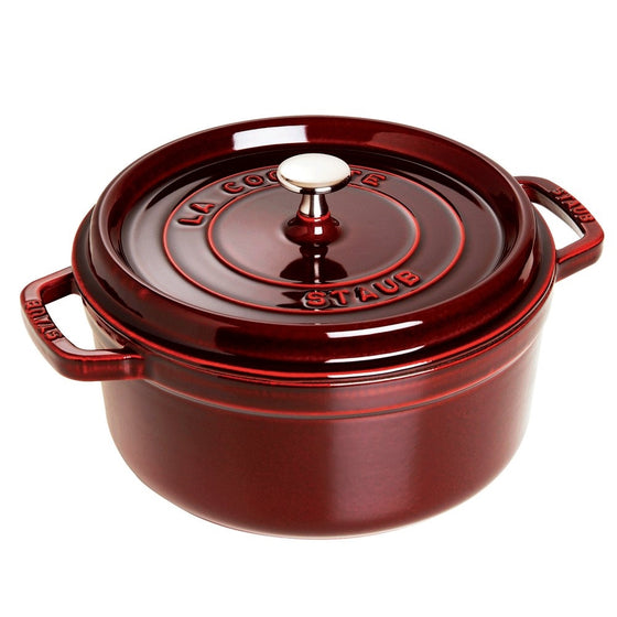 Staub Round Cocotte Oven, 2.75 quart, Best Gift for Christmas/Holiday Season, Kitchenware/Cookware, Strong-Durable Cooking Pot, Grenadine 1102287