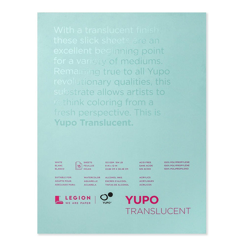 Legion Yupo Polypropylene Pad, 9 X 12 inches, 104lb., Translucent, 15 Sheets (L21-YPT153WH912) (35751983)