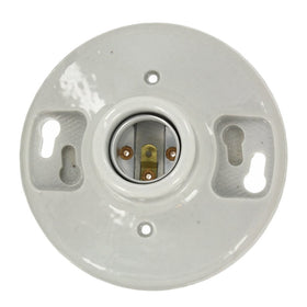 Leviton 49875 One-Piece Glazed Porcelain Outlet Box Mount, Incandescent Lampholder, White