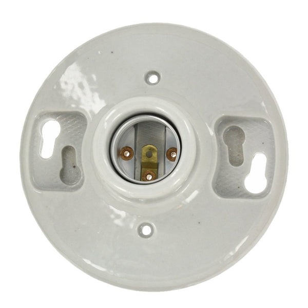 Leviton 49875 One-Piece Glazed Porcelain Outlet Box Mount, Incandescent Lampholder, White
