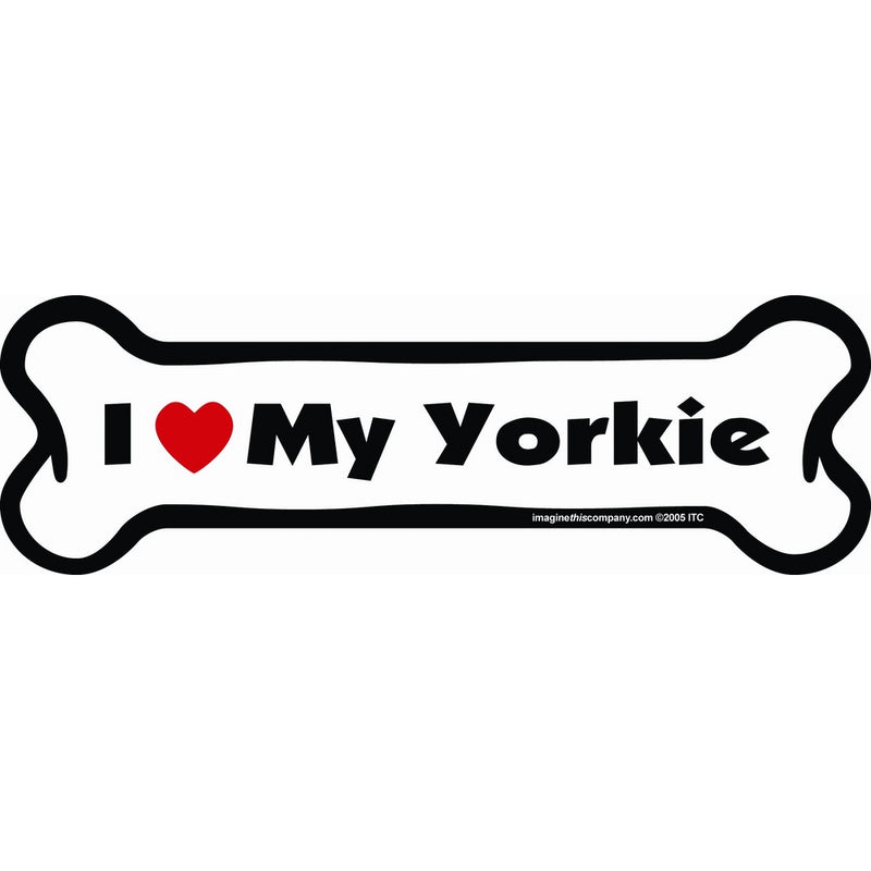 Imagine This Bone Car Magnet, I Love My Yorkie, 2-Inch by 7-Inch