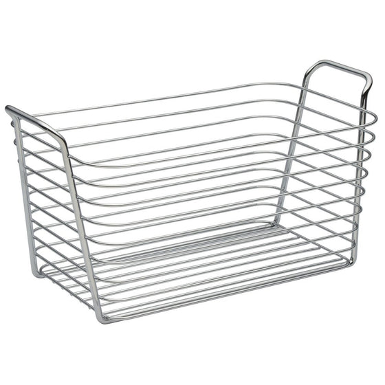 InterDesign Classico Wire Storage Organizer Basket for Bathroom, Bath Towels, Heath and Beauty Products - Medium, Chrome