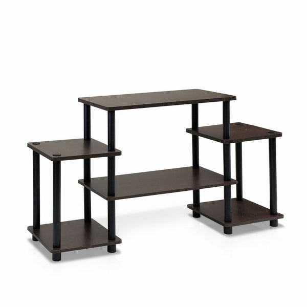 Furinno 11257DBR/BK Turn-N-Tube No Tools Entertainment TV Stands, Dark Brown/Black