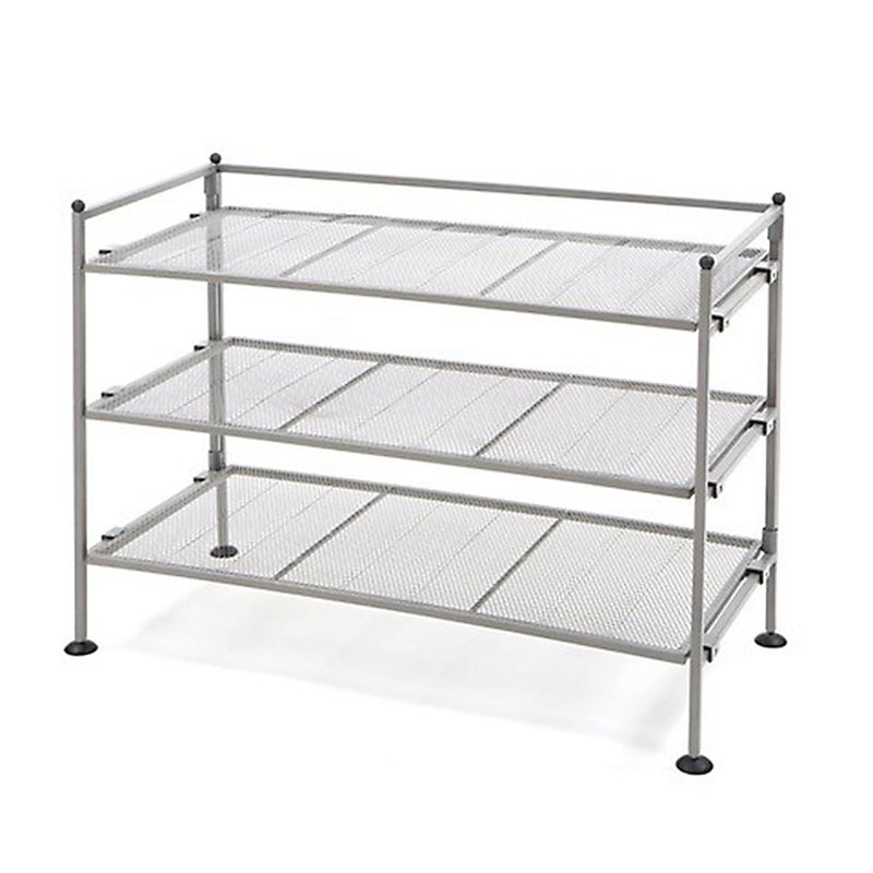 Seville Classics 3-Tier Iron Mesh Utility Shoe Rack, Satin Pewter