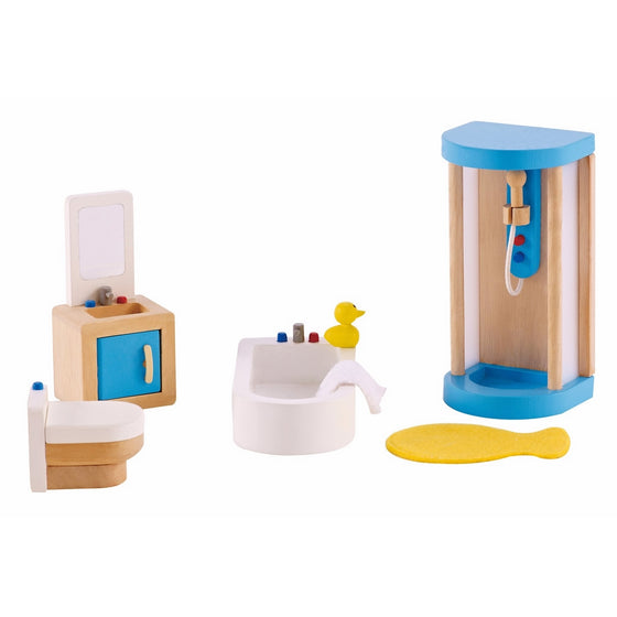 Hape Wooden Doll House Furniture Family Bathroom Set