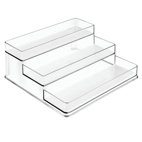 InterDesign Linus Spice Organizer Rack – 3-Tiered Storage for Kitchen Pantry, Cabinet, Countertops - Large, Clear