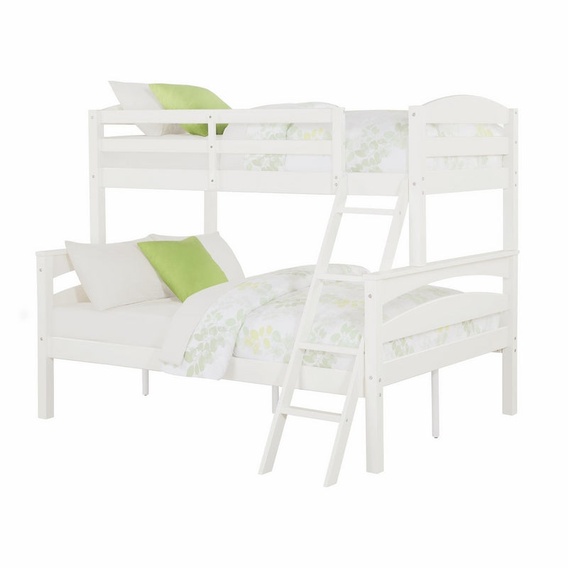 Dorel Living Brady Twin over Full Solid Wood Kid's Bunk Bed with Ladder, White