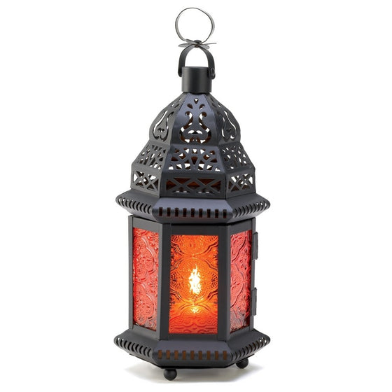 Gifts & Decor Amber Moroccan Metalwork Hanging Candleholder Lantern