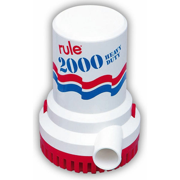 Rule 10 Marine Bilge Pump, 2000 Gallon Per Hour, Non-Automatic, 12 Volt DC