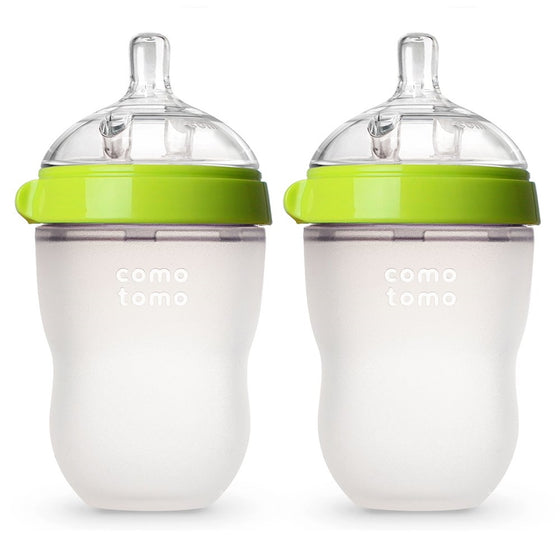 Comotomo Baby Bottle, Green, 8 Ounce, 2 Count