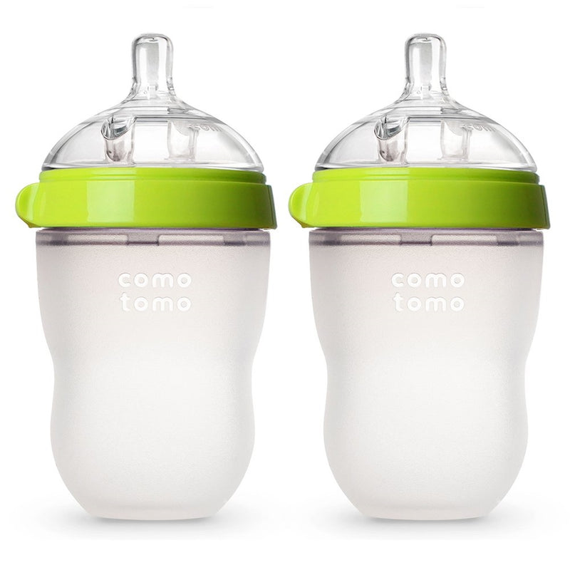 Comotomo Baby Bottle, Green, 8 Ounce, 2 Count