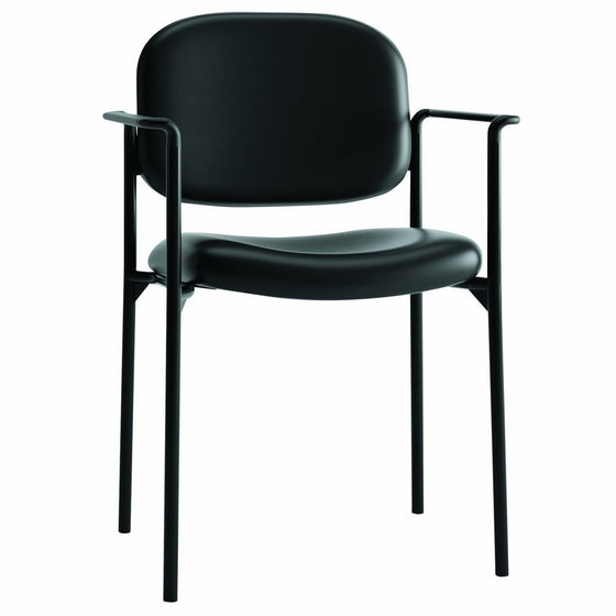 HON Scatter Guest Chair with Arms- Leather Stacking Office Furniture , Black (VL616)