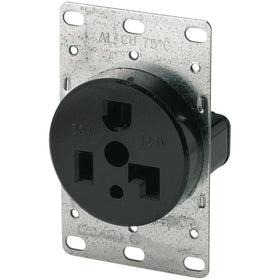 Eaton 1233 30 Amp 125V 5-30R 2-Pole/3-Wire Flush Mount Power Receptacle, Black