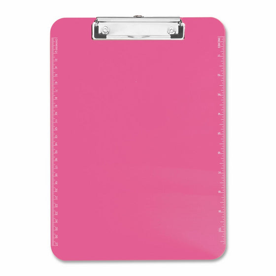 Neon Pink Transparent Plastic Clipboard, 9" x 12.5" (SPR01868)