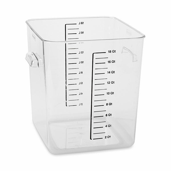 Rubbermaid Commercial Carb-X Space Saving Square Food Storage Container, 18-Quart, Clear (FG631800CLR)