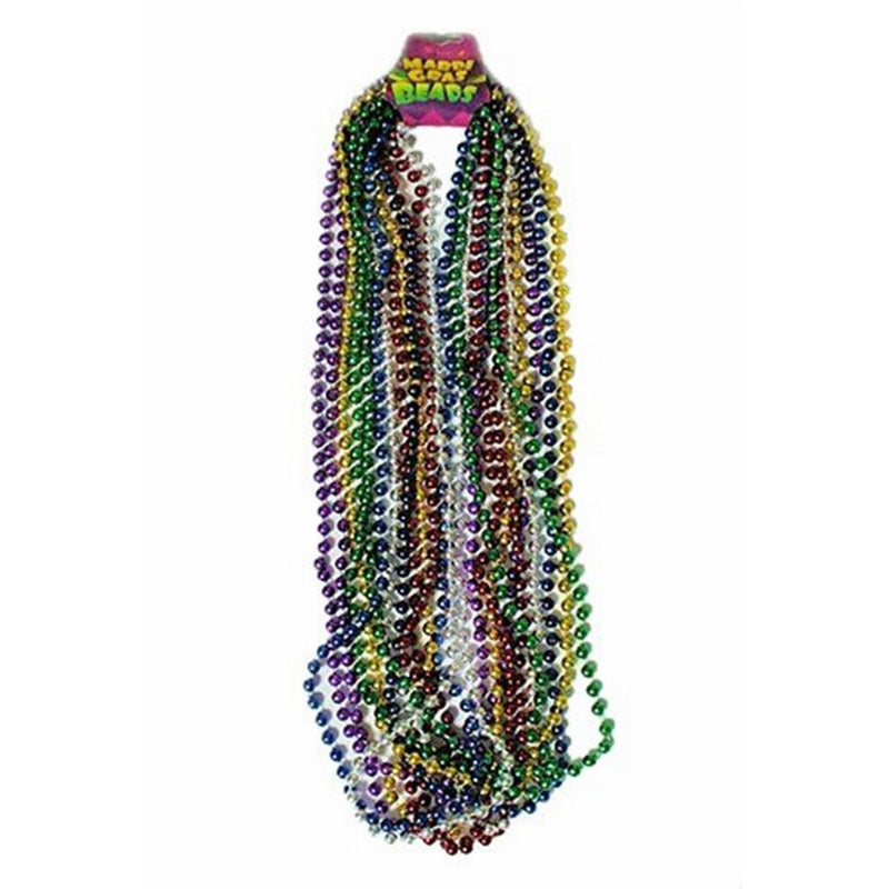 Assorted Color Mardi Gras Throw Beads : package of 12, 33" assorted color beads, 7mm thick