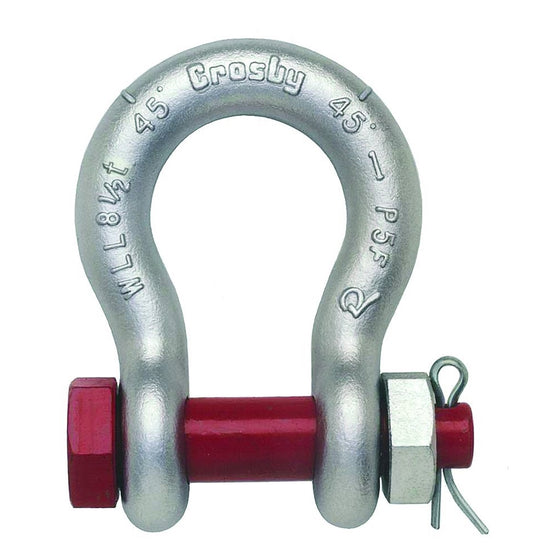 Crosby 1018589 Carbon Steel S-209 Screw Pin Anchor Shackle, Self-Colored, 12 Ton Working Load Limit, 1-1/4" Size
