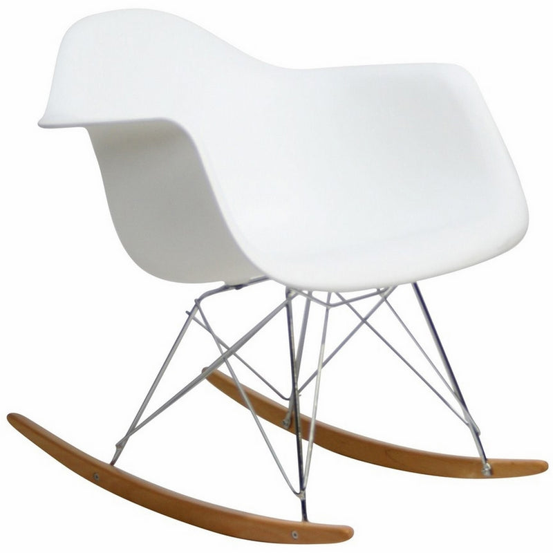 Modway Molded Plastic Armchair Rocker in White