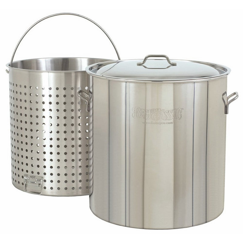 Bayou Classic 1122 122-Qt. Stainless Steel Stockpot with Boil Basket