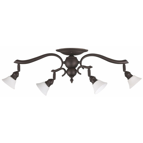 Canarm IT217A04ORB10 Addison 4-Light Dropped Track Lighting with Flat Opal Glass Shades, Oil Rubbed Bronze