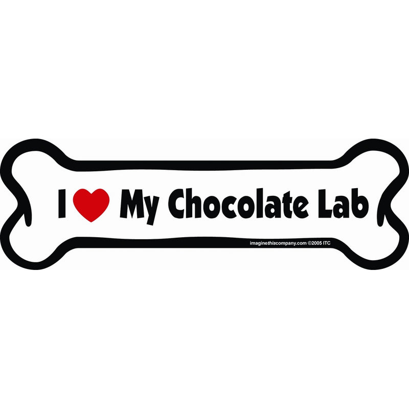 Imagine This Bone Car Magnet, I Love My Lab (Chocolate Lab), 2-Inch by 7-Inch