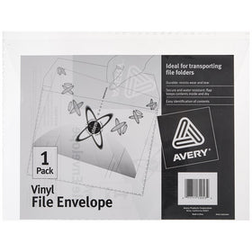 Avery Vinyl File Envelope, 20 Sheet Capacity, Clear, 1 Each (72053)