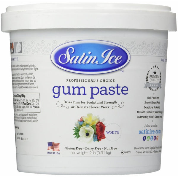 Satin Fine Foods Ice Gum Paste, 2 Pound (White)