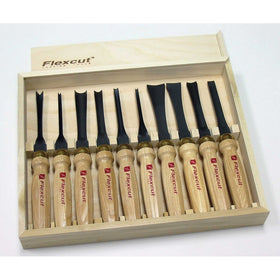 Flexcut Carving Tools, Mallet-Carving Chisels and Gouges for Woodworking, Deluxe Set of 10 (MC100)